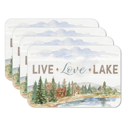CounterArt Rustic Lake 4 Pack Reversible Easy Care Flexible Placemats Made in the USA