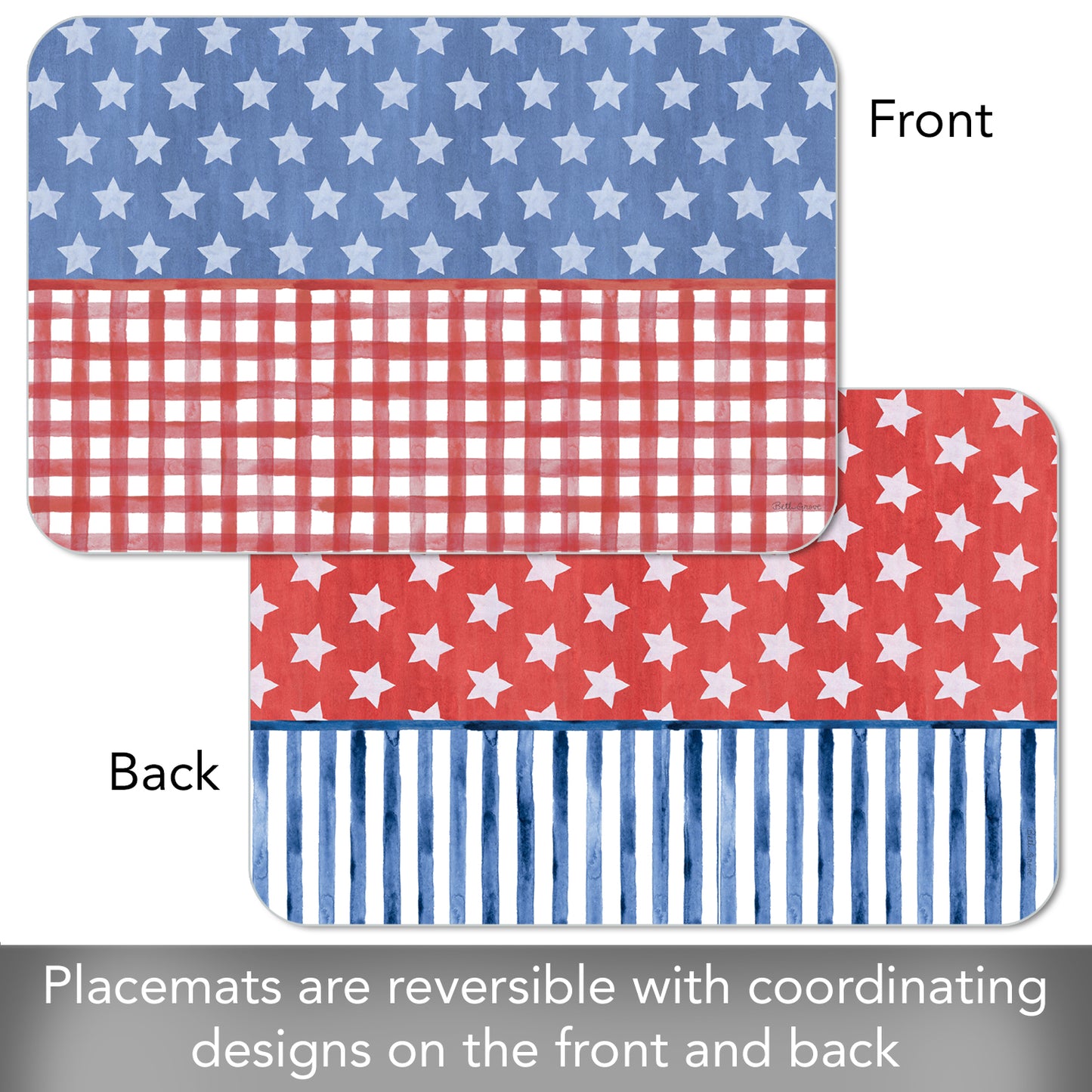 CounterArt Americana Style 4 Pack Reversible Easy Care Placemats Made in the USA