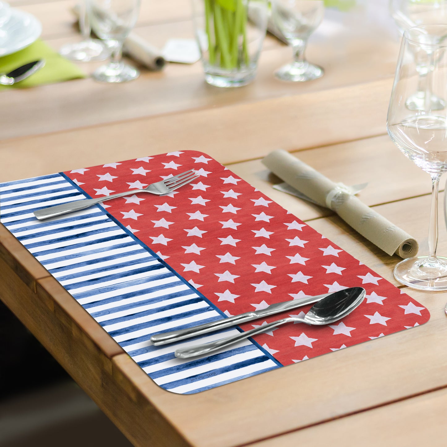 CounterArt Americana Style 4 Pack Reversible Easy Care Placemats Made in the USA
