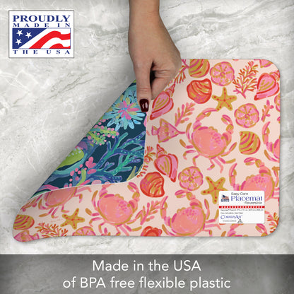 CounterArt Vibrant Sea Life 4 Pack Reversible Easy Care Flexible Placemats Made in the USA