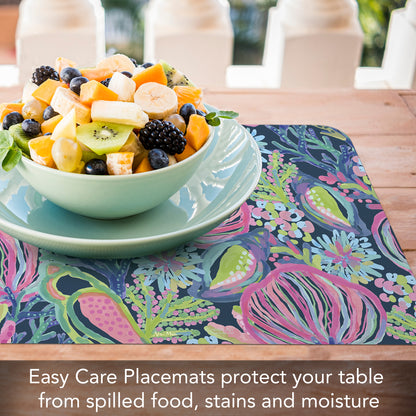 CounterArt Vibrant Sea Life 4 Pack Reversible Easy Care Flexible Placemats Made in the USA