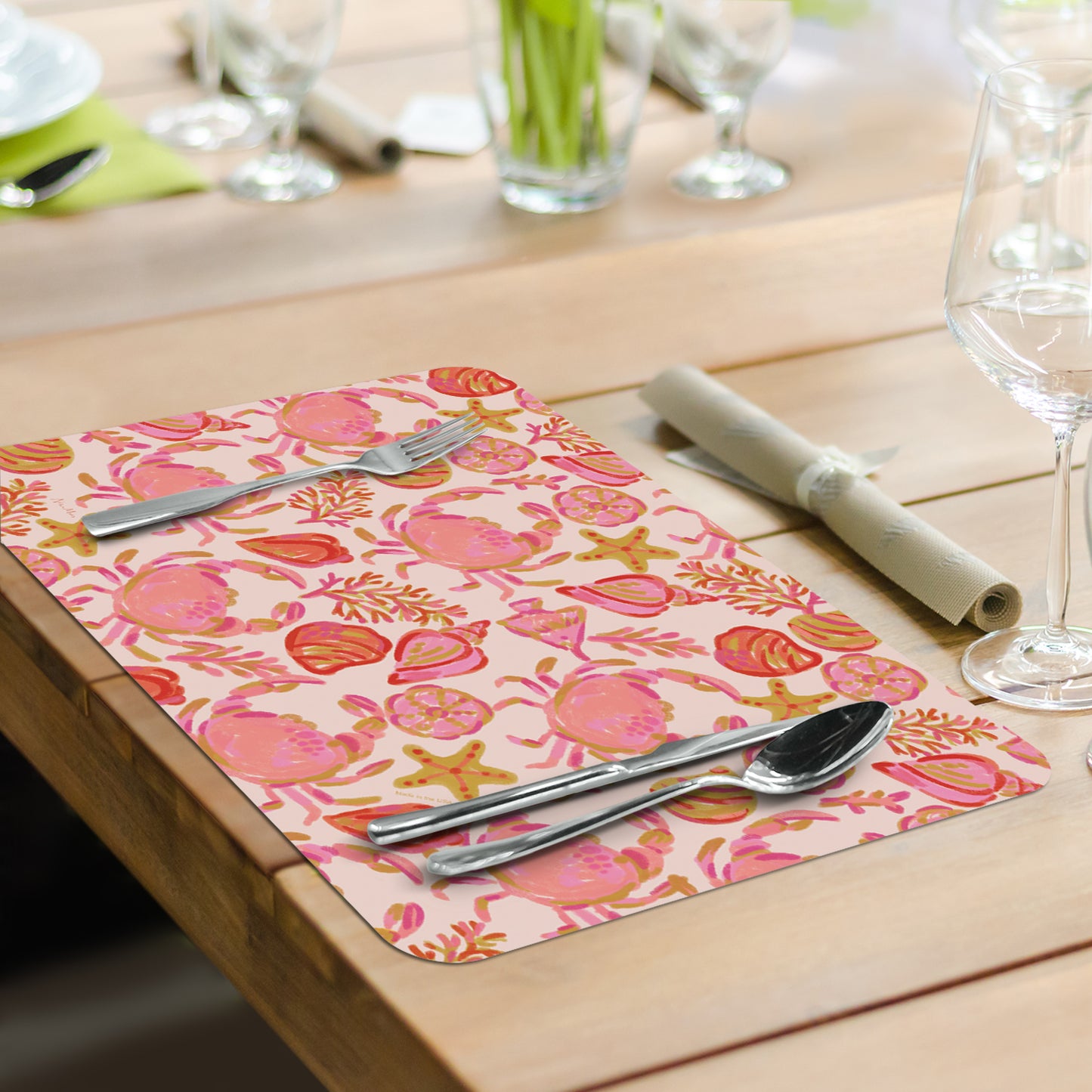 CounterArt Vibrant Sea Life 4 Pack Reversible Easy Care Flexible Placemats Made in the USA