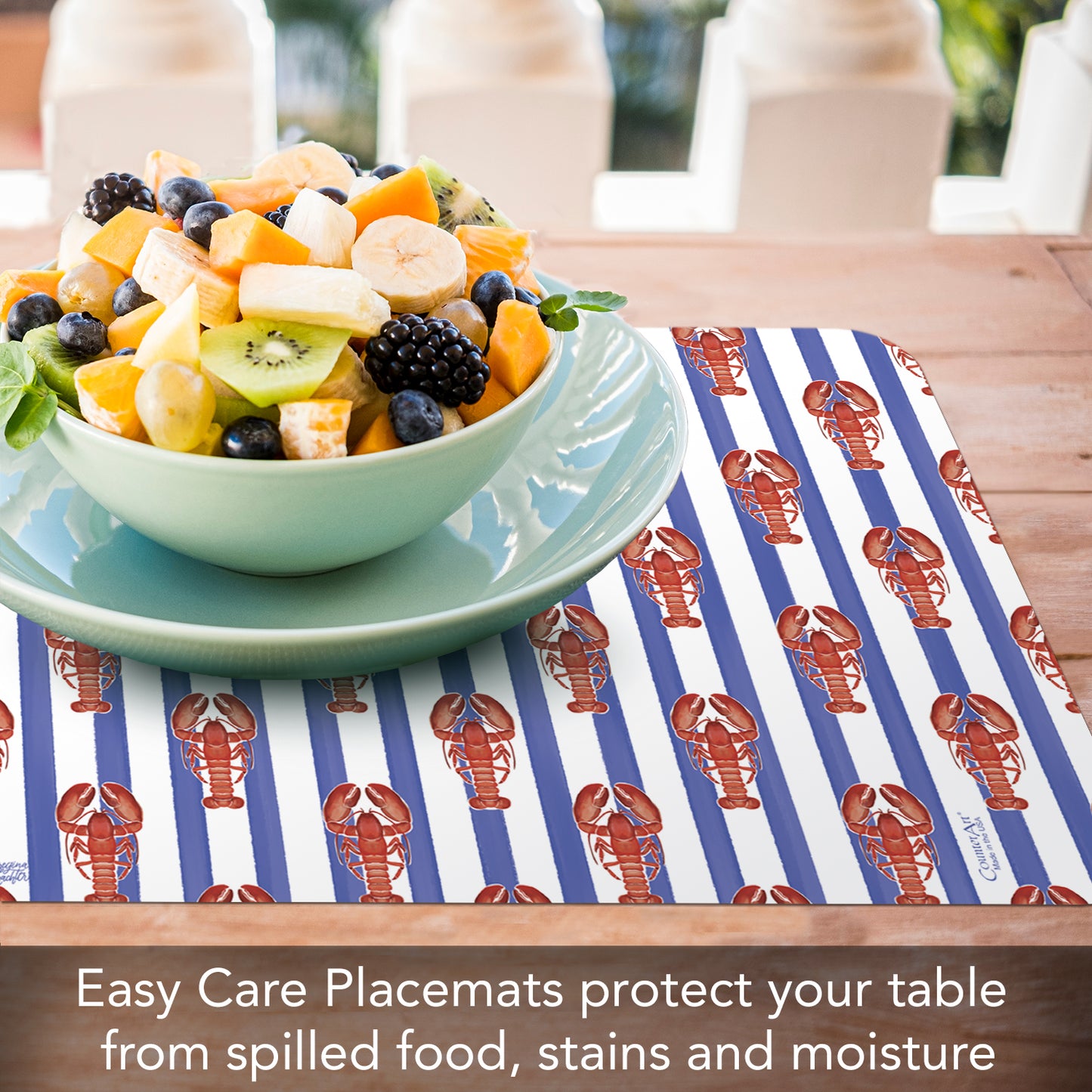 CounterArt Nautical Coast 4 Pack Reversible Easy Care Flexible Placemats Made in the USA