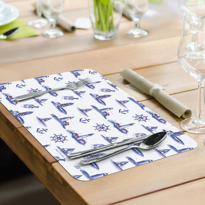 CounterArt Nautical Coast 4 Pack Reversible Easy Care Flexible Placemats Made in the USA
