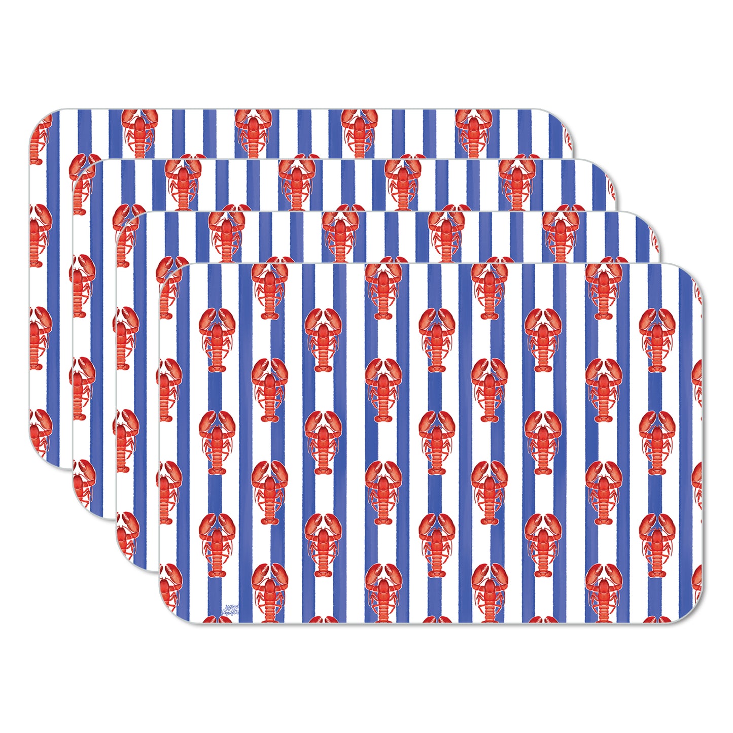 CounterArt Nautical Coast 4 Pack Reversible Easy Care Flexible Placemats Made in the USA