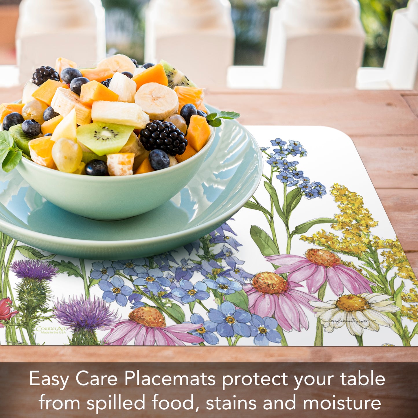 CounterArt Wildflower Guide 4 Pack Reversible Easy Care Flexible Placemats Made in the USA
