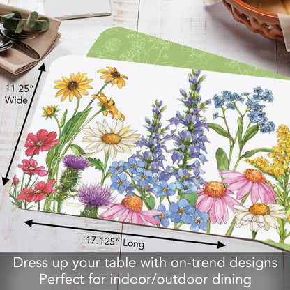 CounterArt Wildflower Guide 4 Pack Reversible Easy Care Flexible Placemats Made in the USA
