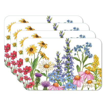 CounterArt Wildflower Guide 4 Pack Reversible Easy Care Flexible Placemats Made in the USA