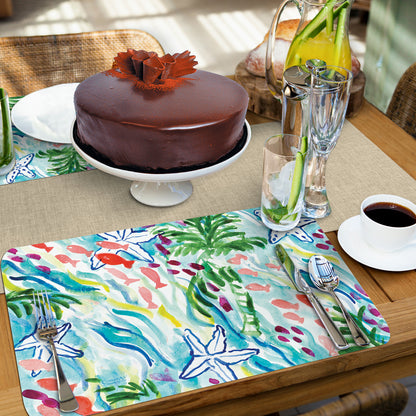 CounterArt Playful Sea 4 Pack Reversible Easy Care Flexible Placemats Made in the USA