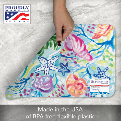 CounterArt Playful Sea 4 Pack Reversible Easy Care Flexible Placemats Made in the USA