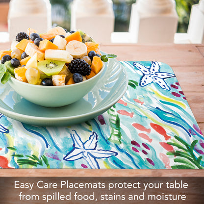 CounterArt Playful Sea 4 Pack Reversible Easy Care Flexible Placemats Made in the USA