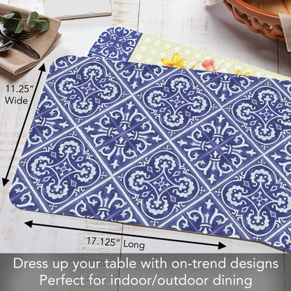 CounterArt Daffodil Retreat 4 Pack Reversible Easy Care Flexible Placemats Made in the USA