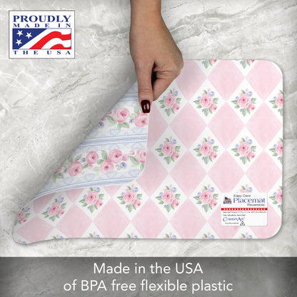 CounterArt Pure Romance 4 Pack Reversible Easy Care Flexible Placemats Made in the USA