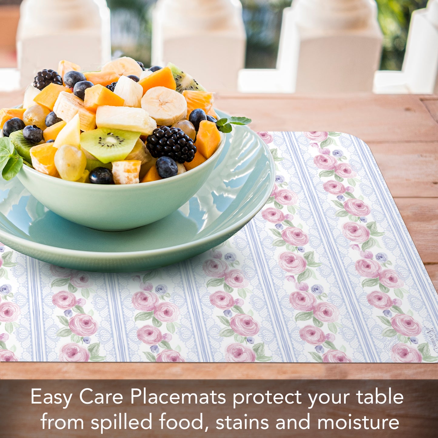 CounterArt Pure Romance 4 Pack Reversible Easy Care Flexible Placemats Made in the USA