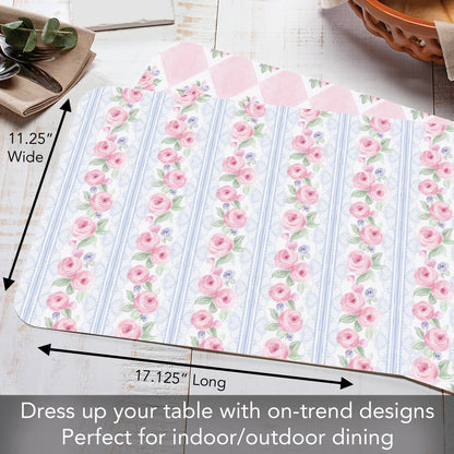 CounterArt Pure Romance 4 Pack Reversible Easy Care Flexible Placemats Made in the USA