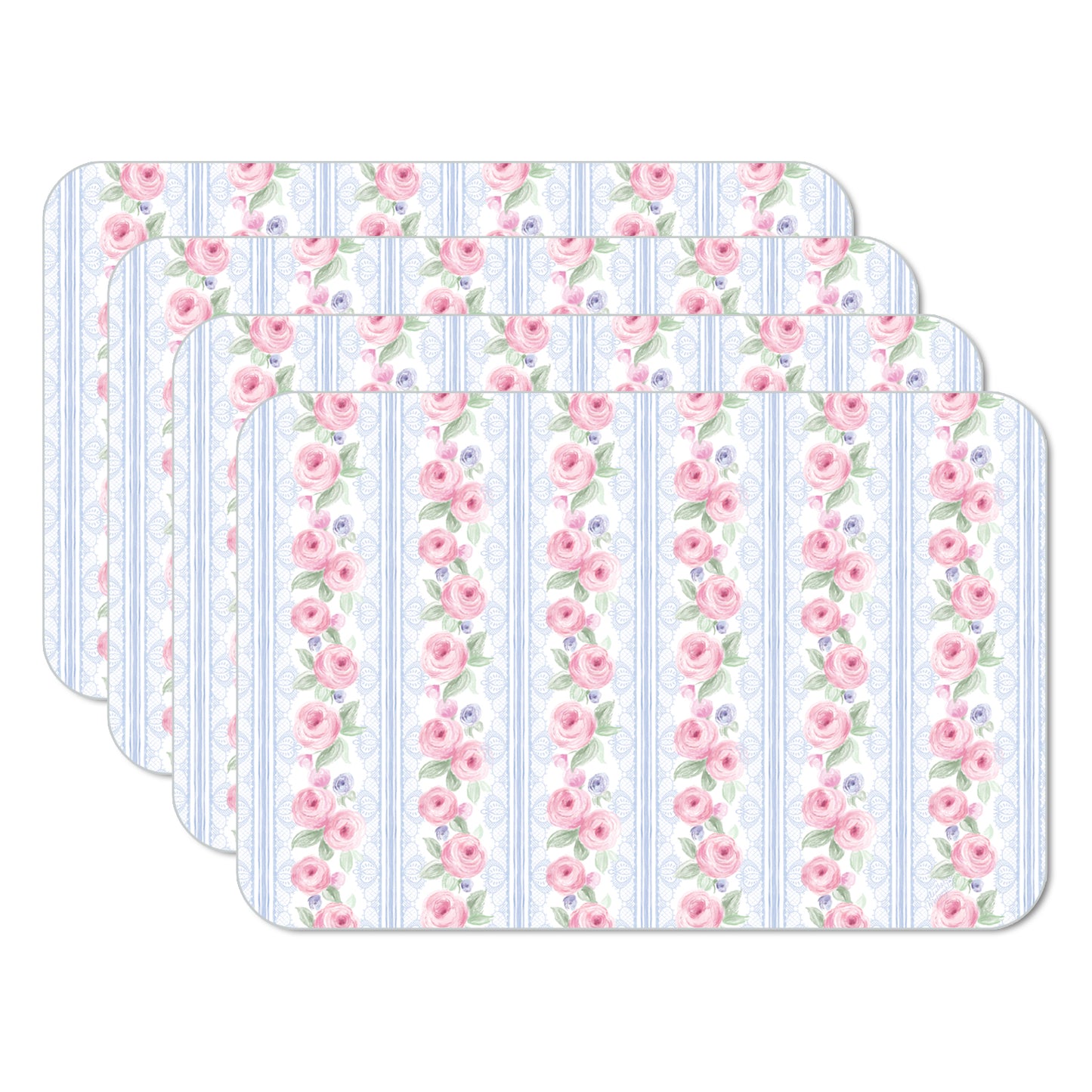CounterArt Pure Romance 4 Pack Reversible Easy Care Flexible Placemats Made in the USA