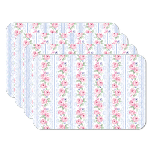 CounterArt Pure Romance 4 Pack Reversible Easy Care Flexible Placemats Made in the USA