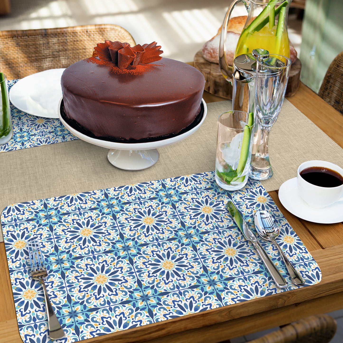 CounterArt Fresh Tile 4 Pack Reversible Easy Care Flexible Placemats Made in the USA