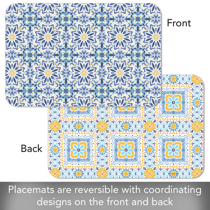CounterArt Fresh Tile 4 Pack Reversible Easy Care Flexible Placemats Made in the USA