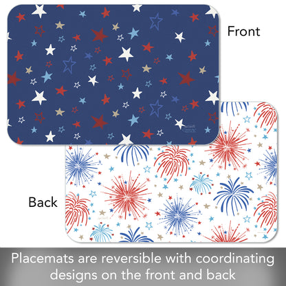 CounterArt Star Spangled 4 Pack Reversible Easy Care Placemats Made in the USA