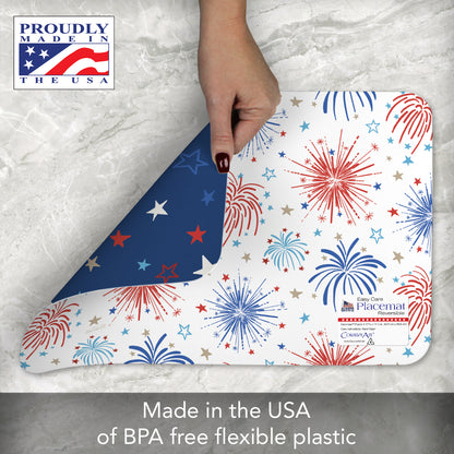 CounterArt Star Spangled 4 Pack Reversible Easy Care Placemats Made in the USA