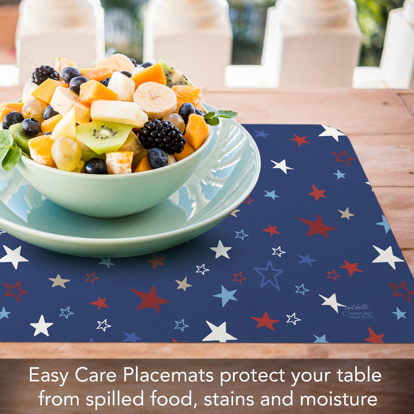 CounterArt Star Spangled 4 Pack Reversible Easy Care Placemats Made in the USA