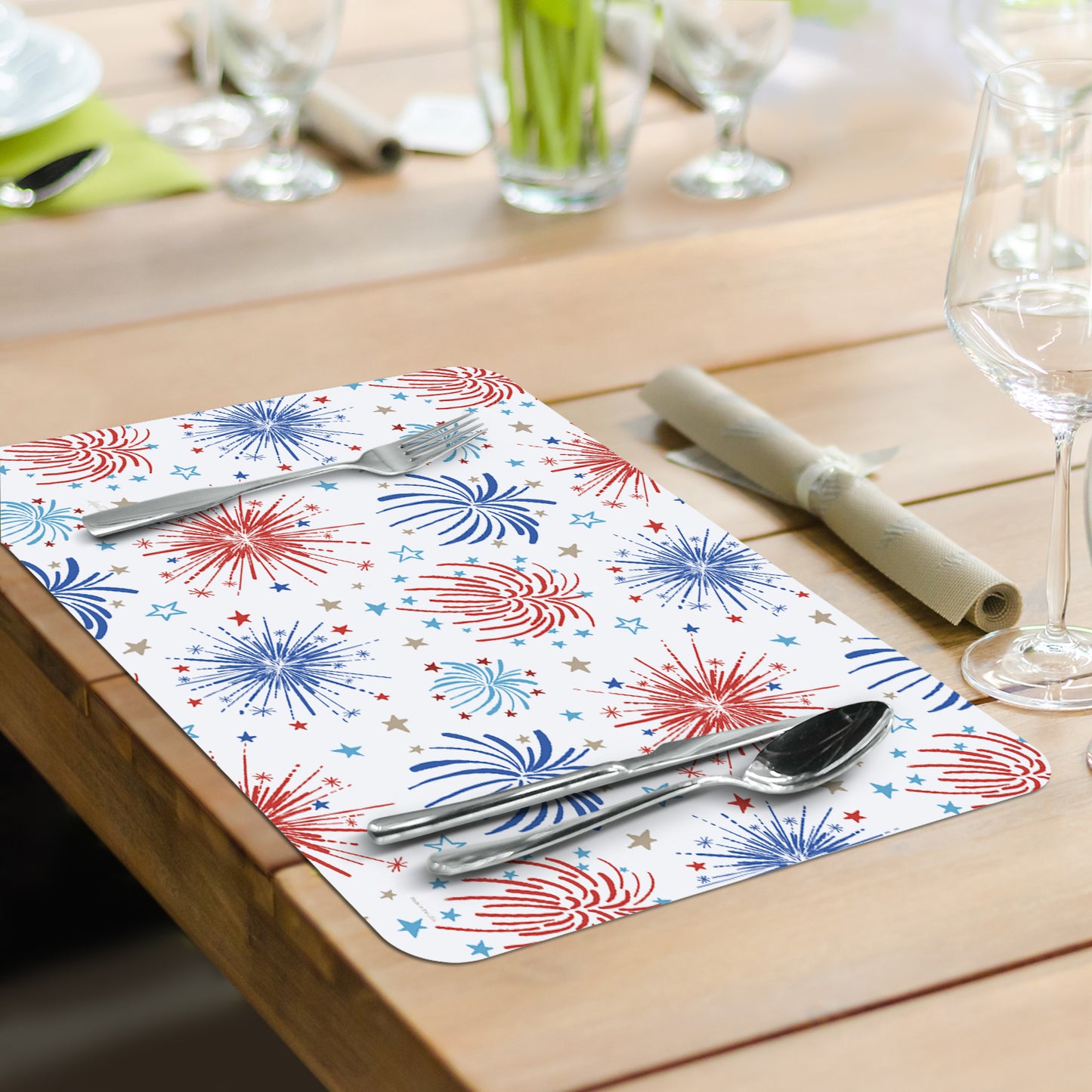 CounterArt Star Spangled 4 Pack Reversible Easy Care Placemats Made in the USA