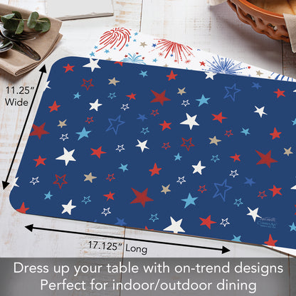 CounterArt Star Spangled 4 Pack Reversible Easy Care Placemats Made in the USA