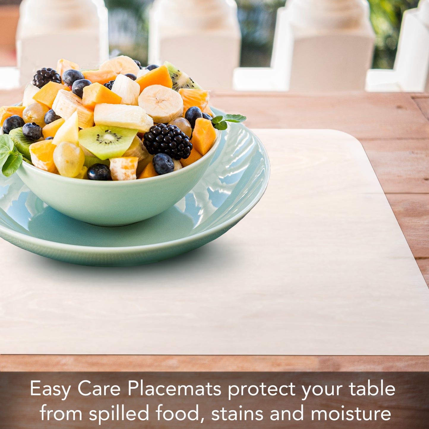 CounterArt Transparent 4 Pack Transparent Easy Care Flexible Plastic Placemats Made in The USA BPA Free, Easily Wipes Clean