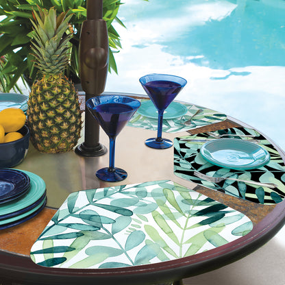 CounterArt Gossamer Palms 4 Pack Wedge Shaped Reversible Easy Care Placemats Made in the USA