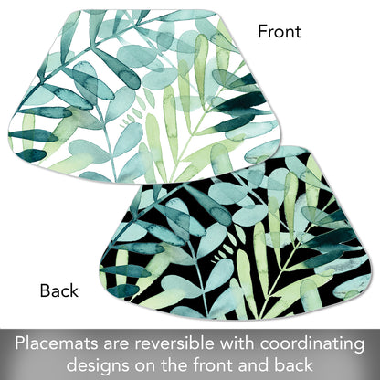 CounterArt Gossamer Palms 4 Pack Wedge Shaped Reversible Easy Care Placemats Made in the USA