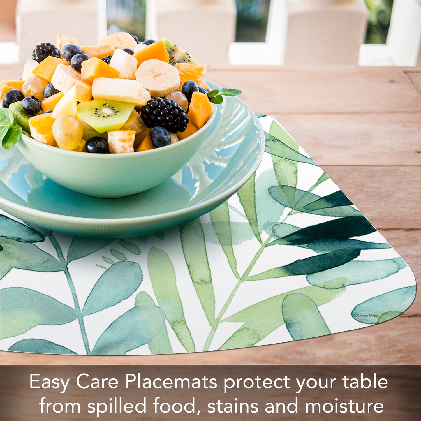 CounterArt Gossamer Palms 4 Pack Wedge Shaped Reversible Easy Care Placemats Made in the USA