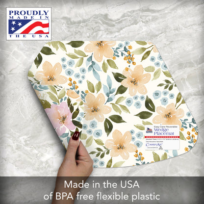 CounterArt Cascade Floral 4 Pack Wedge Shaped Reversible Placemats Made in the USA