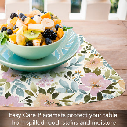 CounterArt Cascade Floral 4 Pack Wedge Shaped Reversible Placemats Made in the USA