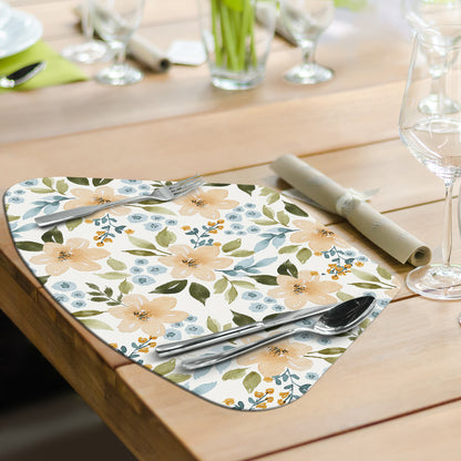 CounterArt Cascade Floral 4 Pack Wedge Shaped Reversible Placemats Made in the USA