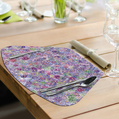CounterArt Springtime Garden 4 Pack Wedge Shaped Reversible Easy Care Placemats Made in the USA 17.75" x 11.25"