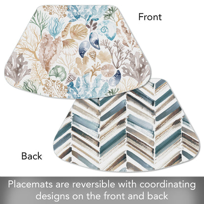 CounterArt Tidepool 4 Pack Wedge Shaped Reversible Easy Care Placemats Made in the USA
