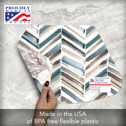 CounterArt Tidepool 4 Pack Wedge Shaped Reversible Easy Care Placemats Made in the USA