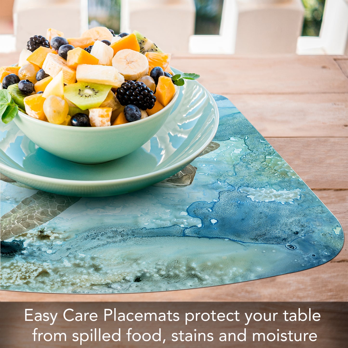 CounterArt Under Sea Life 4 Pack Wedge Shaped Reversible Easy Care Placemats Made in the USA