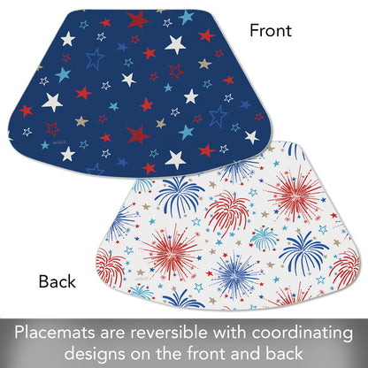 CounterArt Star Spangled 4 Pack Wedge Shaped Reversible Easy Care Placemats Made in the USA