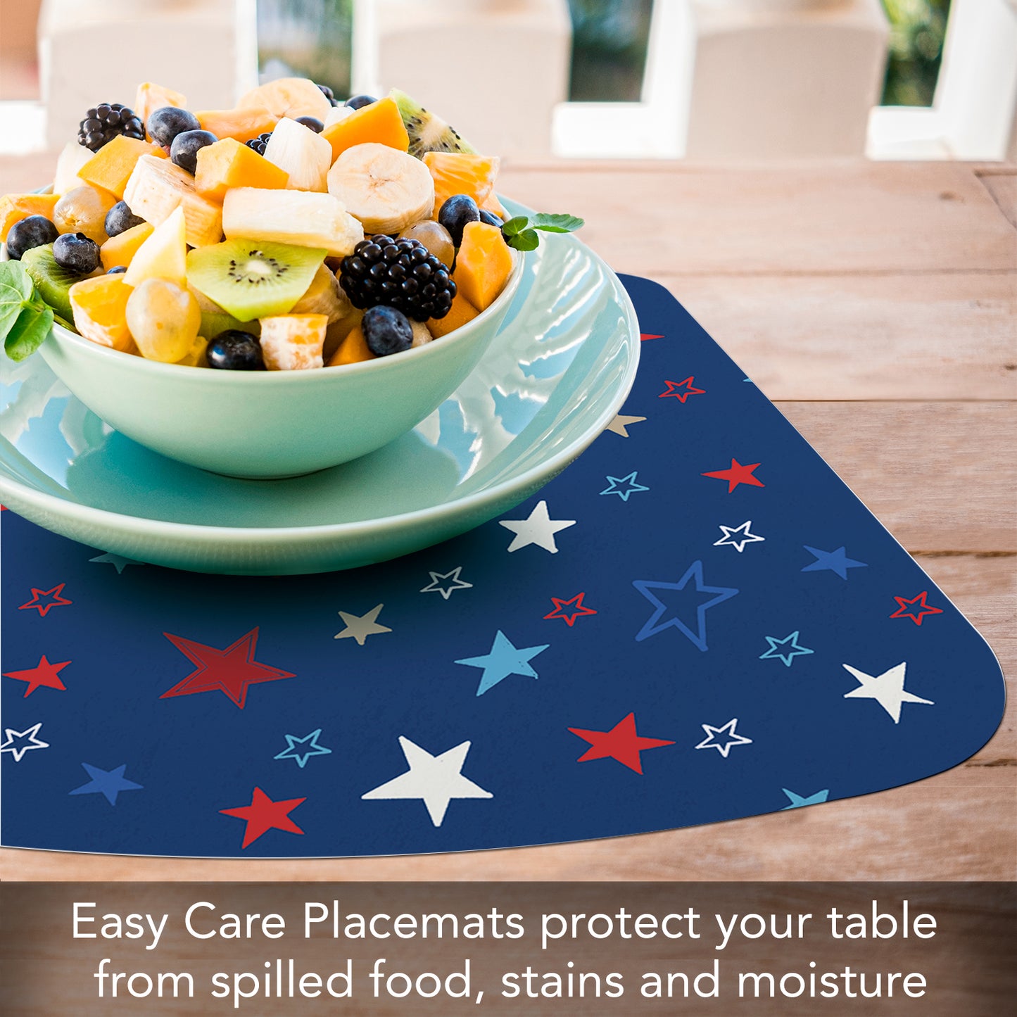 CounterArt Star Spangled 4 Pack Wedge Shaped Reversible Easy Care Placemats Made in the USA