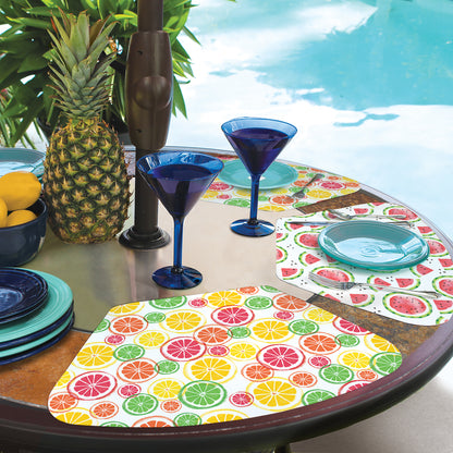 CounterArt Fruity Summer 4 Pack Wedge Shaped Reversible Easy Care Placemats Made in the USA