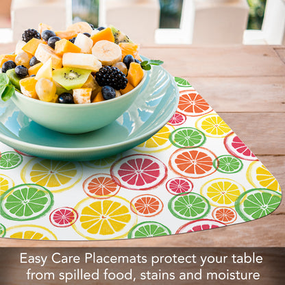 CounterArt Fruity Summer 4 Pack Wedge Shaped Reversible Easy Care Placemats Made in the USA