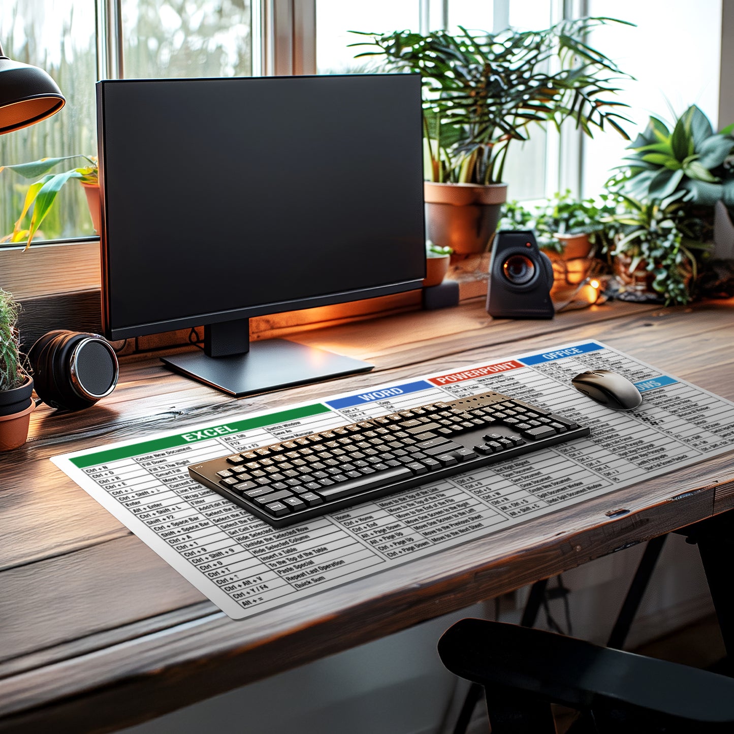 CounterArt Large Waterproof Desk Protector-Office-Windows Cheat Sheet 32” x 16” Made in The USA Desk Mat Office Mat Large Mouse Pad