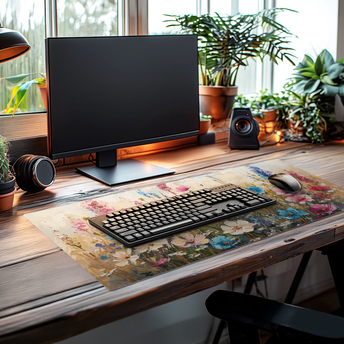 CounterArt Wildflower Spring Large Waterproof Desk Protector 32” x 16” Made in The USA Desk Mat Office Mat Large Mouse Pad
