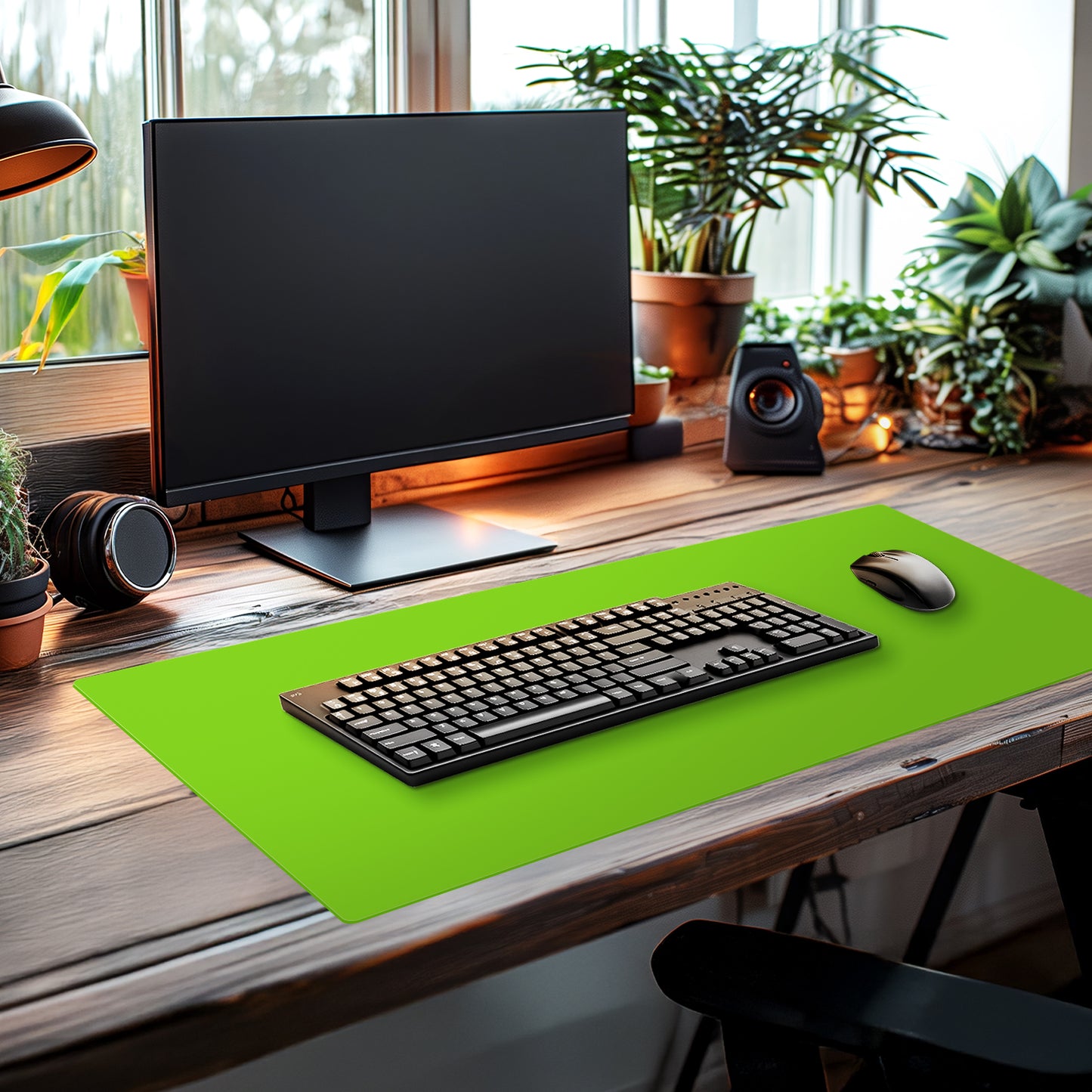 CounterArt Large Waterproof Desk Protector-Lime Green 32” x 16” Made in The USA Desk Mat Office Mat Large Mouse Pad