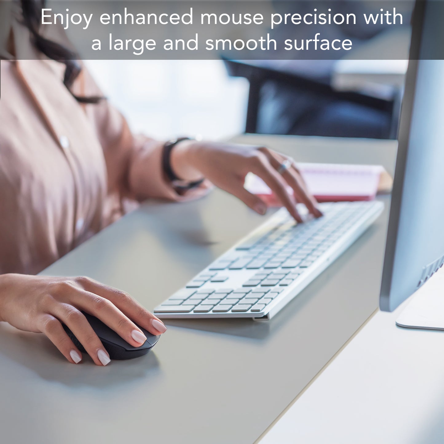CounterArt Large Waterproof Desk Protector-Light Grey 32” x 16” Made in The USA Desk Mat Office Mat Large Mouse Pad