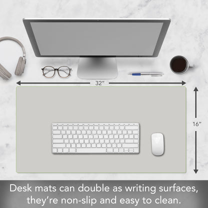 CounterArt Large Waterproof Desk Protector-Light Grey 32” x 16” Made in The USA Desk Mat Office Mat Large Mouse Pad