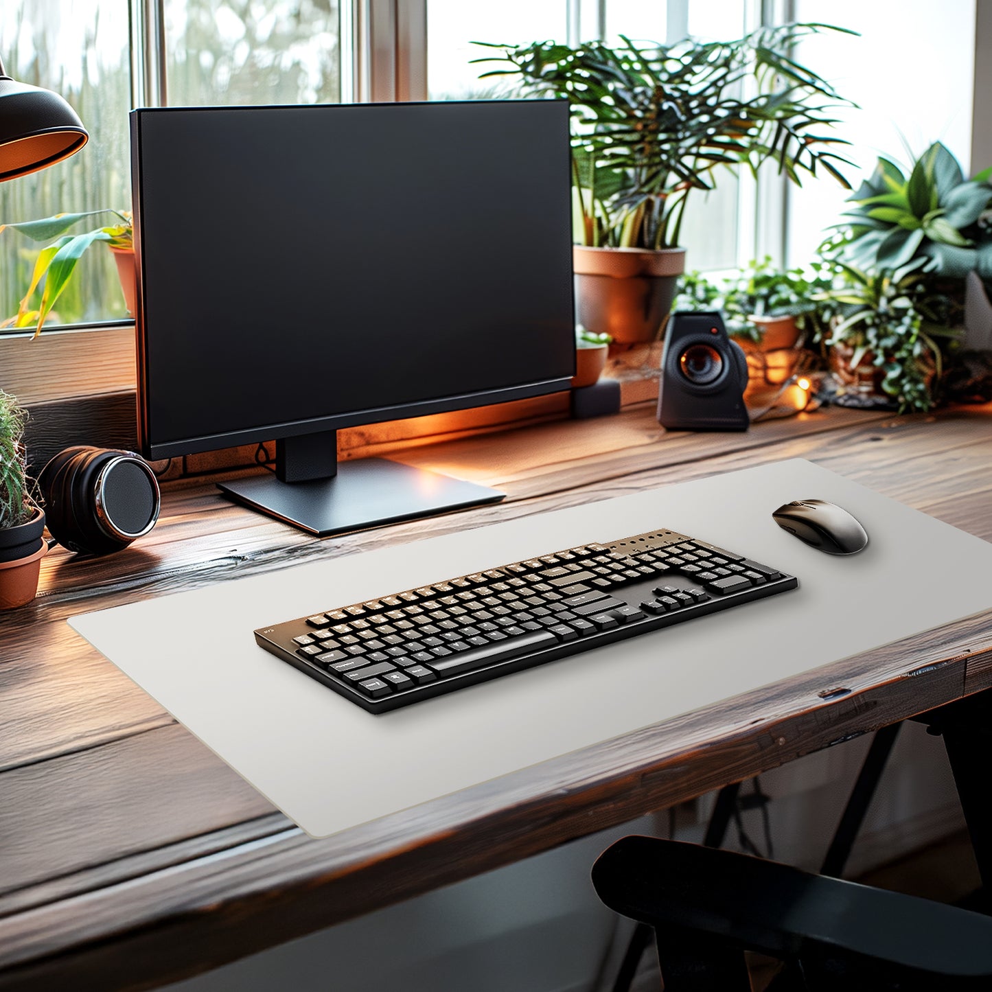 CounterArt Large Waterproof Desk Protector-Light Grey 32” x 16” Made in The USA Desk Mat Office Mat Large Mouse Pad