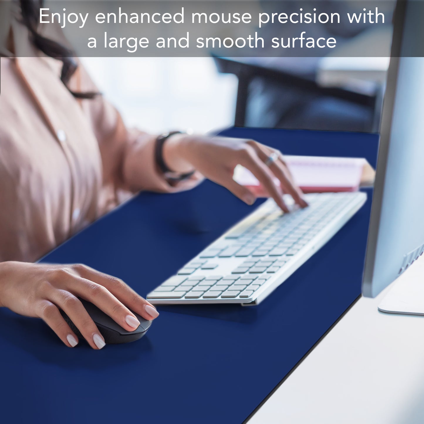 CounterArt Large Waterproof Desk Protector-Blue 32” x 16” Made in The USA Desk Mat Office Mat Large Mouse Pad